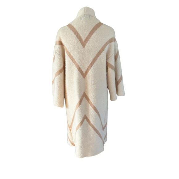 Steve Madden‎ Open Front Midi Length Cardigan One Size Cream and Tan - Picture 3 of 4